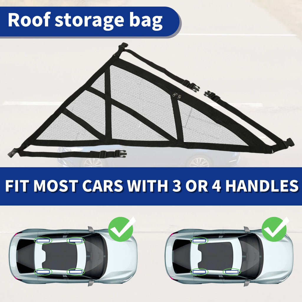 Triangular Ceiling Storage Net Double-Layer Mesh Net Anti-Fall SUV Roof Organizer Adjustable Car Interior Cargo Storage Bag 2024 Zpaxo
