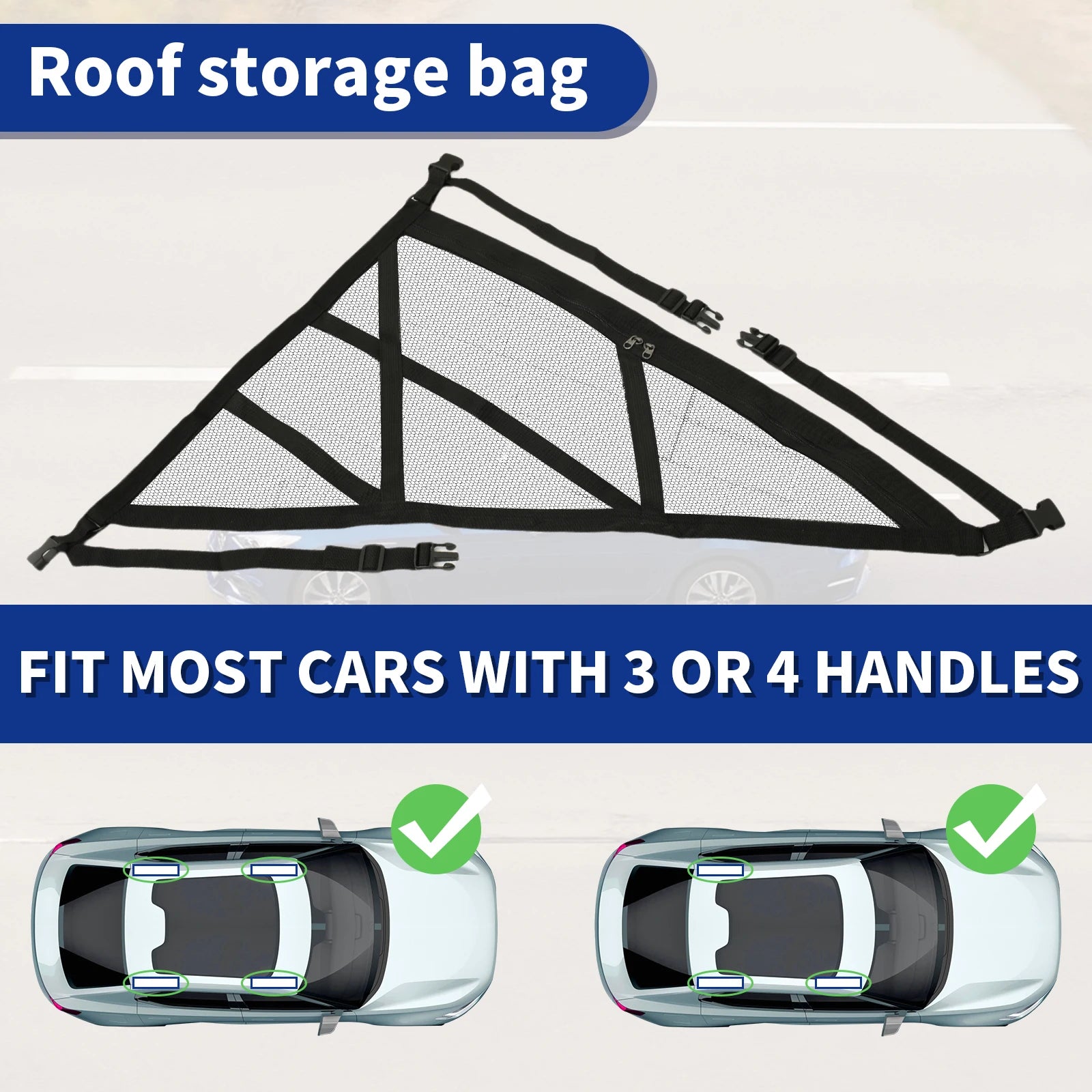 Triangular Ceiling Storage Net Double-Layer Mesh Net Anti-Fall SUV Roof Organizer Adjustable Car Interior Cargo Storage Bag 2024 Zpaxo
