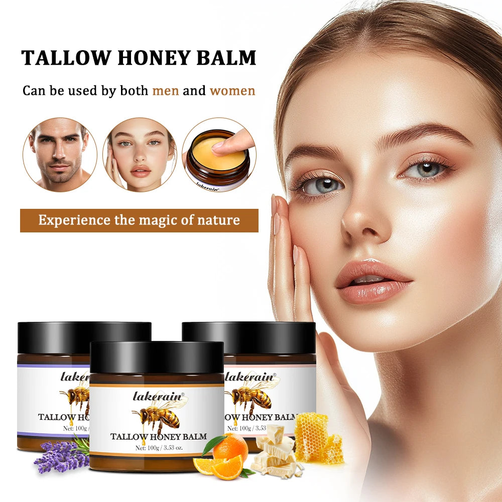 Honey Tallow Balm for Face Natural Handmade Lotion Whipped Beef Tallow Cream for Face & Body Sensitive Skin for Men & Women Zpaxo