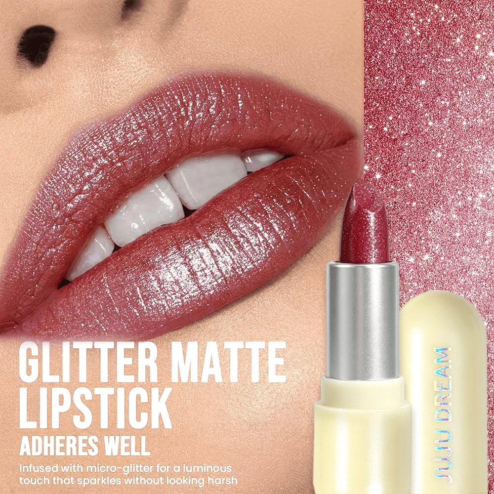 Sparkling, Waterproof, Non-Fading, Long-Lasting, High-Pigment Glitter Lipstick for Bold & Glossy Lips Zpaxo