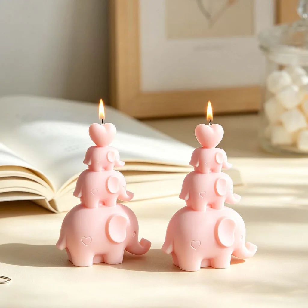 3-Tier Stacking Elephant Silicone Mold – Candle & Resin DIY