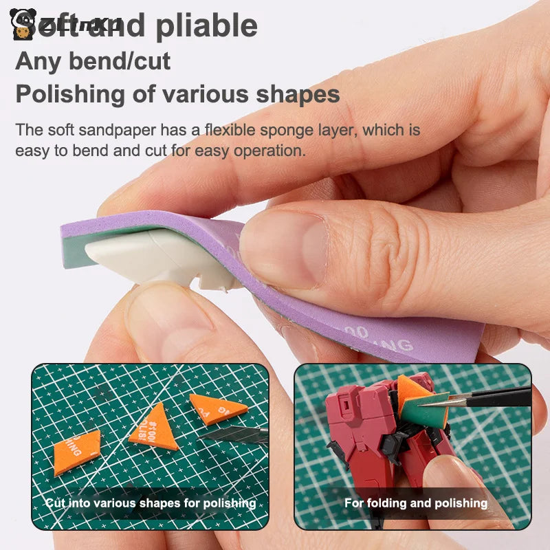 ▶9Pcs For Assembling Model Build Tools Hobby DIY MS-E400~1200 Semi-rigid Sanding Sticks Plastic Model Polishing Rod Zpaxo