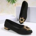 Spring 2026 Women's Square Button Shallow Mouth Single Shoes Retro
