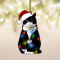 Black Cat Christmas Ornament – 2D Acrylic Hanging Xmas Decor