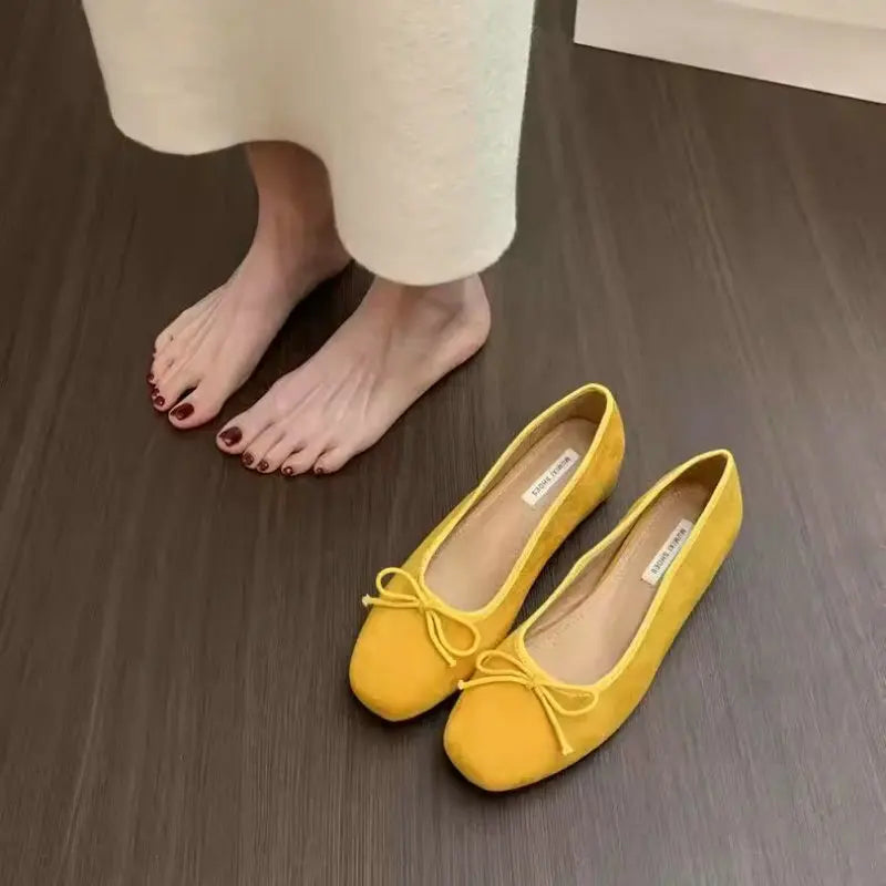 Flat Shoes for Women Spring Autumn 2025 New Square Toe Velvet Retro Black Loafers Women Ladies Shoes Plus Size 42 43 44 Zpaxo