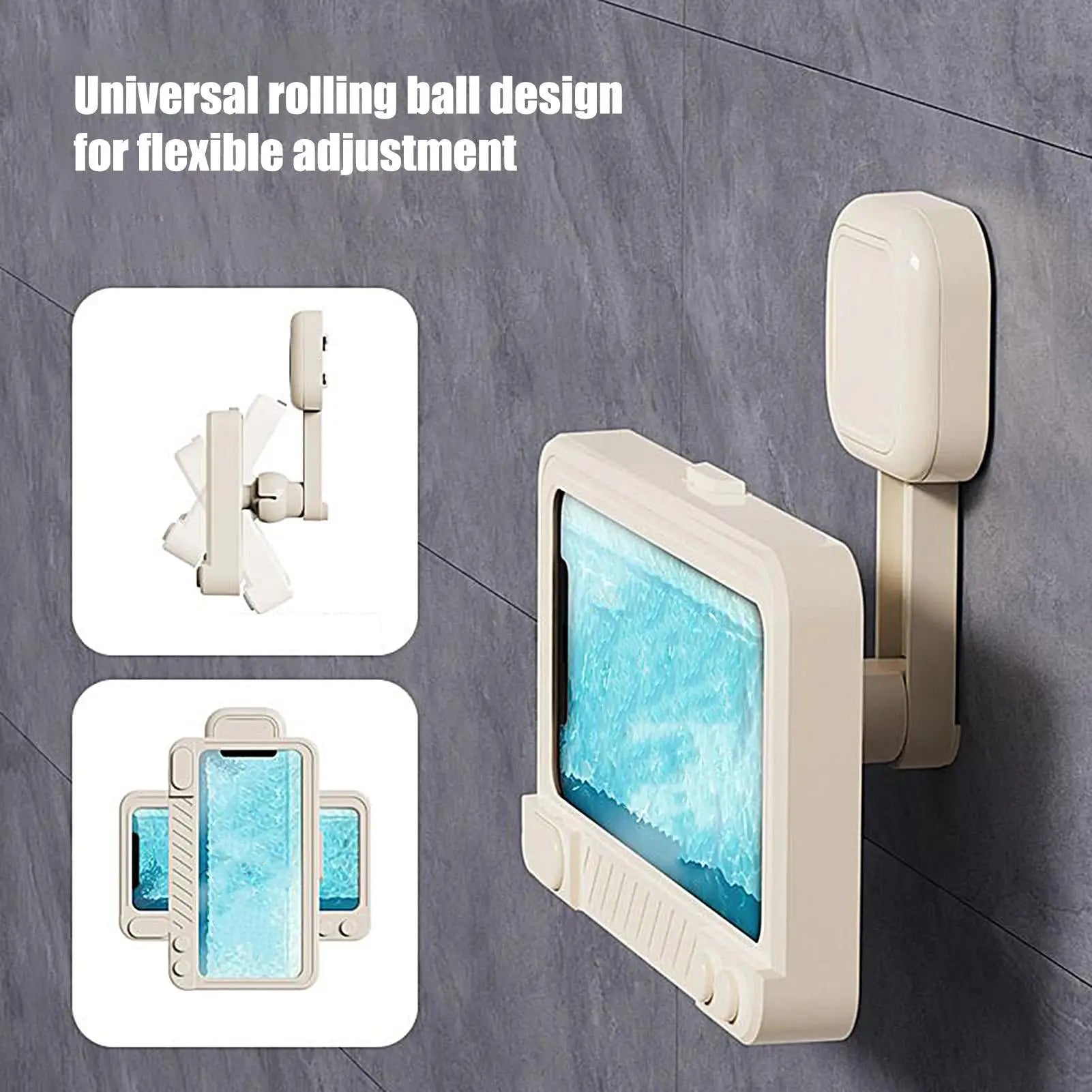 Shower Phone Holder Waterproof 360 Rotation Suction Speaker Wall