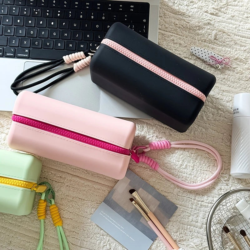 Large Silicone Makeup Bag Multifunctional Toiletry Pouch Hand Strap