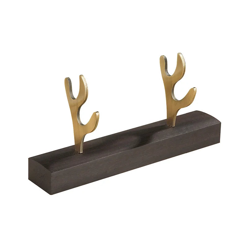Solid Wood Metal Antler Pen Holder – Desktop Organizer Stand