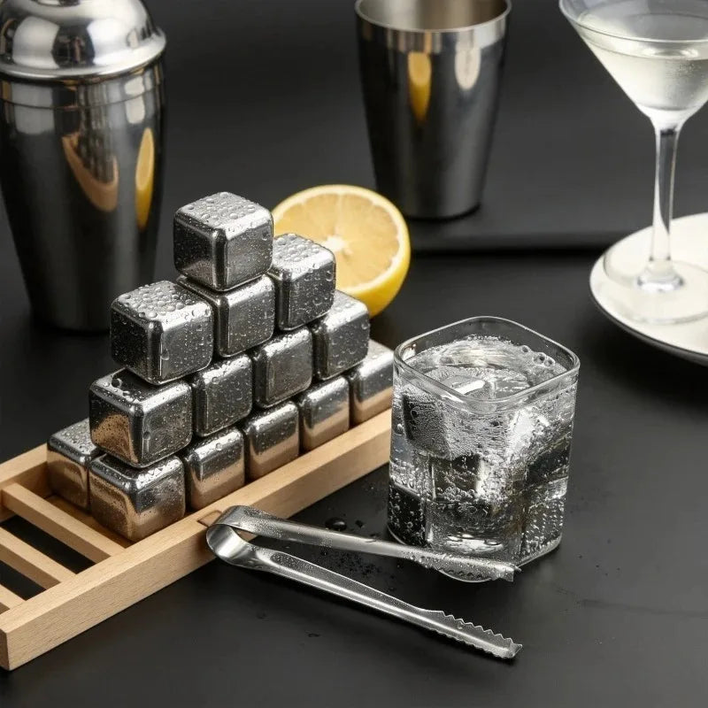 Reusable Stainless Steel Ice Cubes – No-Dilution Chilling Stones