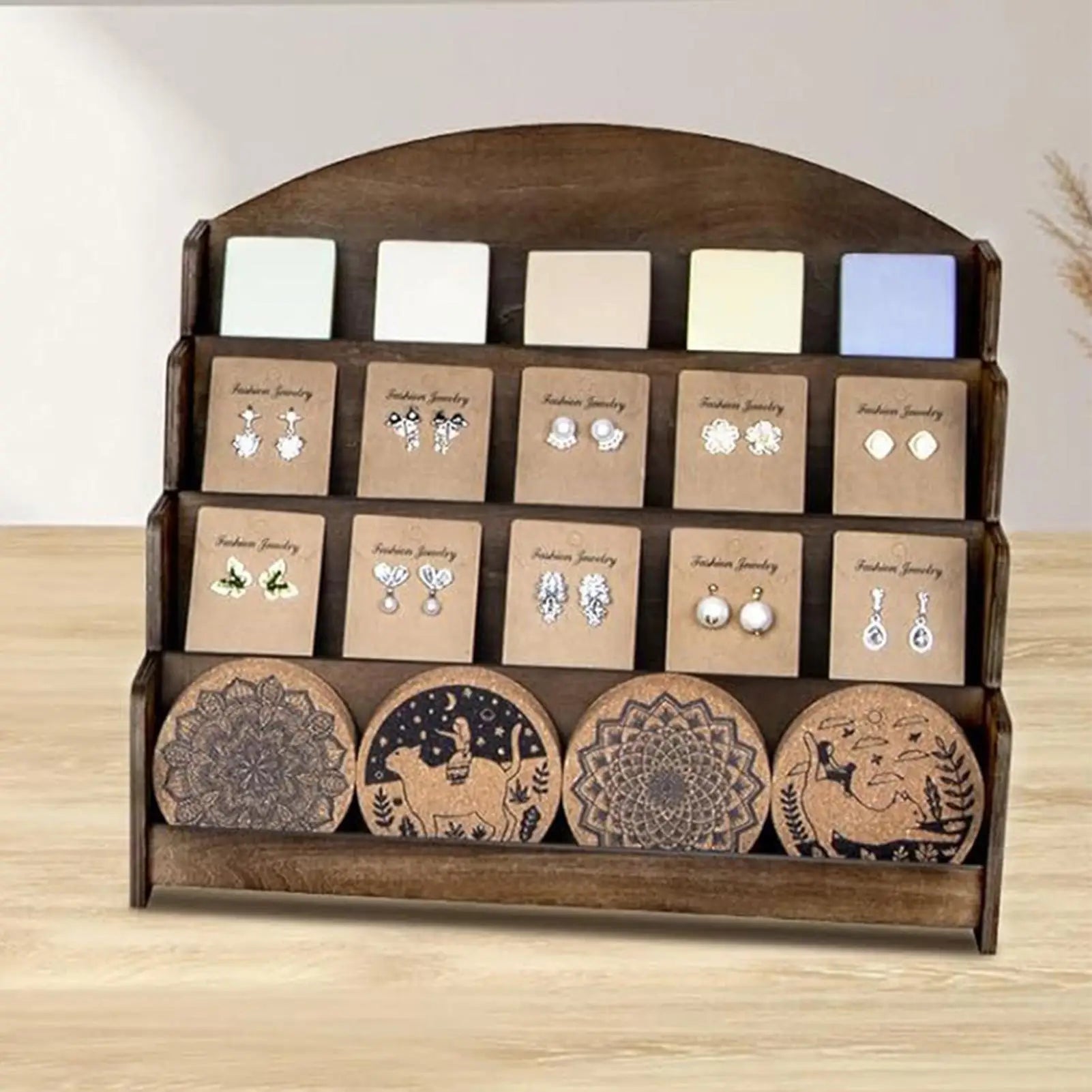Trading Card Stand 4-Tier Countertop Notes Rack Baseball Desktop
