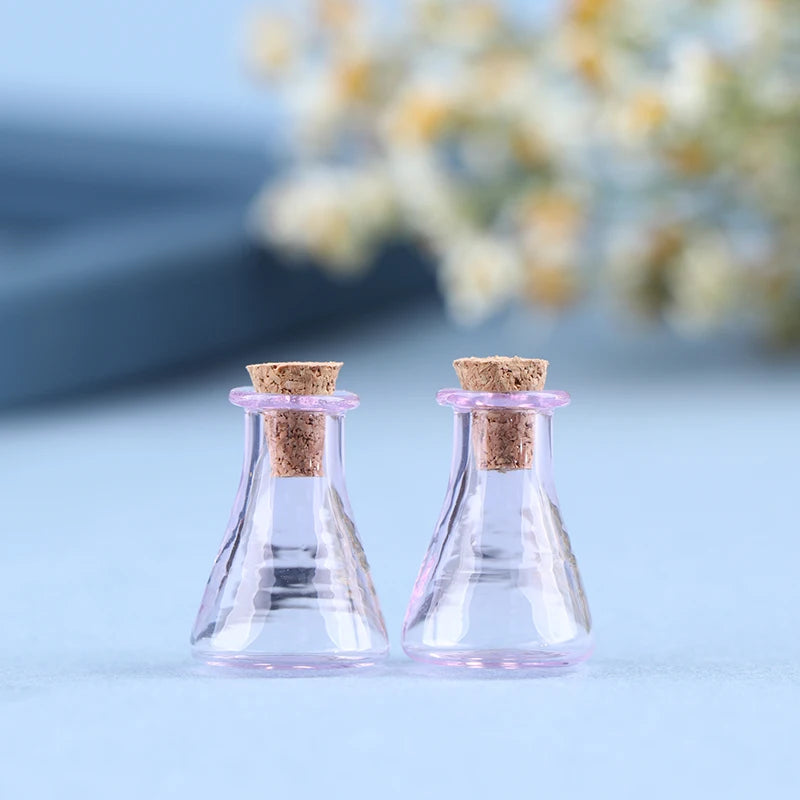 ▶2Pcs Mini Glass Color Bottle Wishing Bottle Tiny Jars Vials Mini Storage Bottle Zpaxo Pink