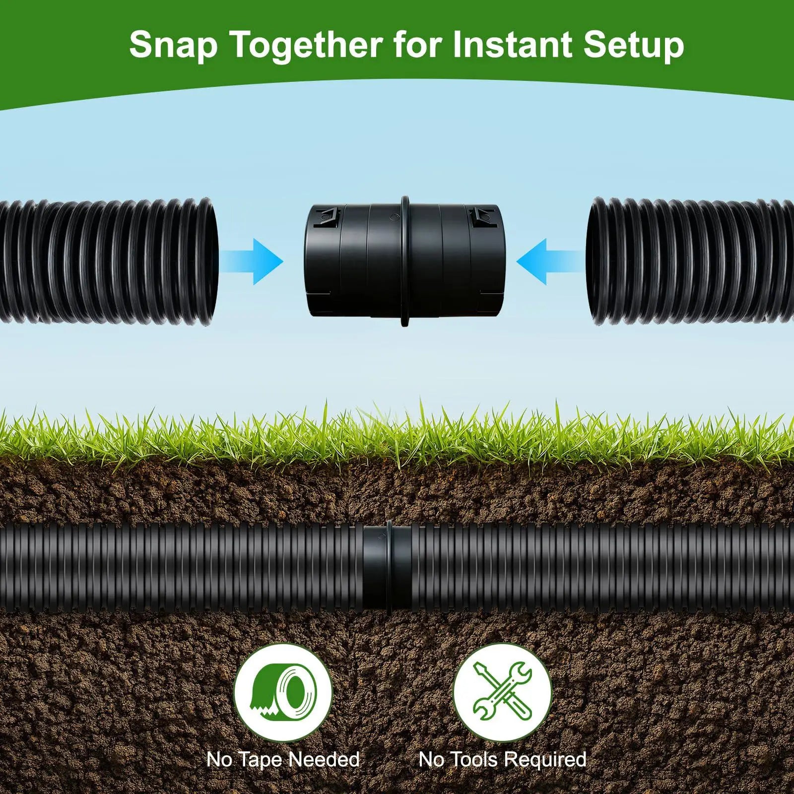 Corrugated PVC Pipe Adapter Universal Drainage Connector Leak Proof