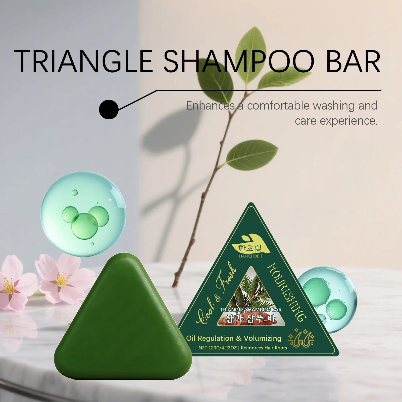 Triangle Herbal Nourishing Shampoo Bar Clean Scalp Reduce Loss Strengthen Hair Control Water-oil Balance Repair Damaged Zpaxo