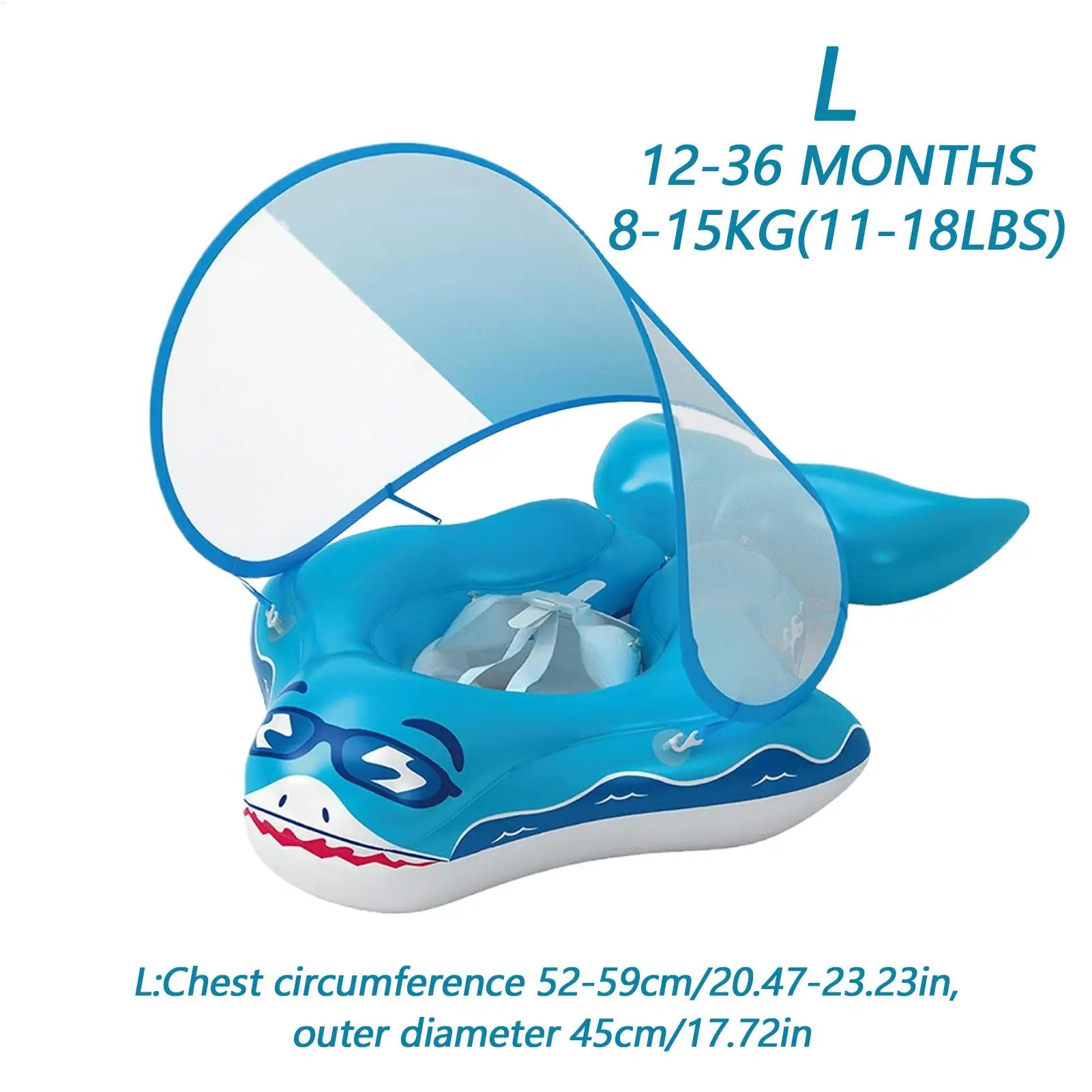 Baby Pool Float Skin-Friendly Swimming Float UV Protection Shade Ring In Fun Shark Shape For Toddler Boy Toys Play Swimming Zpaxo