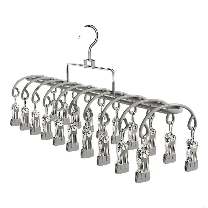 Rustproof Stainless Steel Drying Rack 20 Clip Sock Organizers Travel Ready Zpaxo silver gray CN