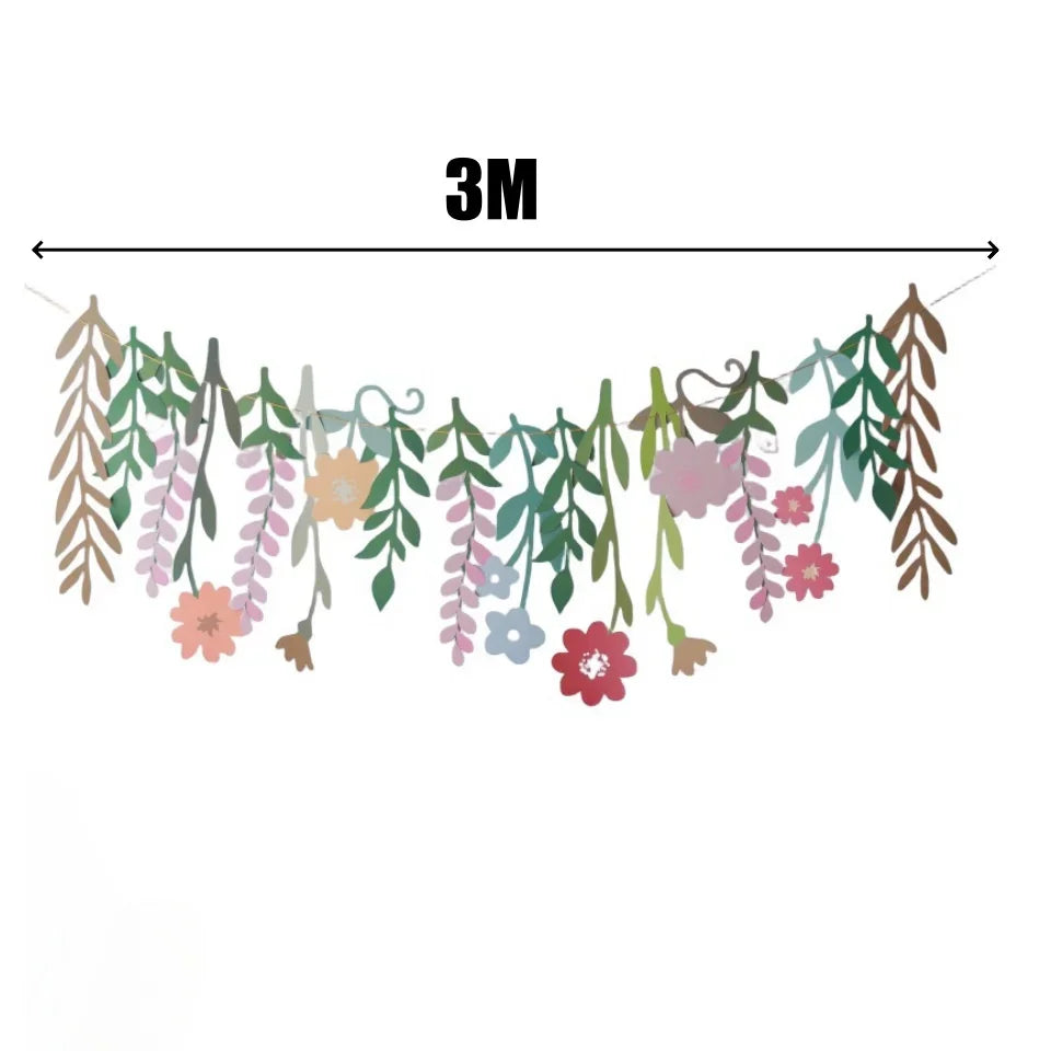 Spring Floral Birthday Banner Hanging Flower Garland Party Supplies