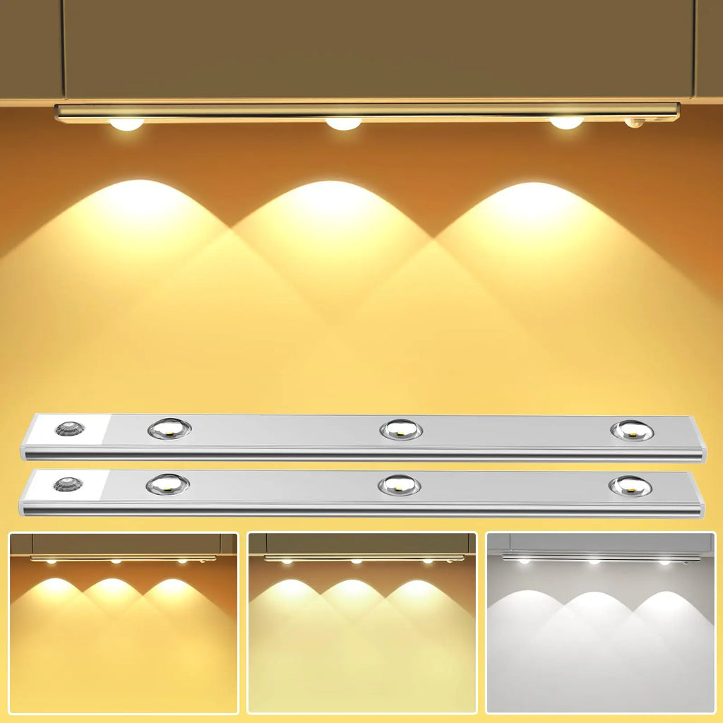 Wireless Ultra Thin Motion Sensor LED Cabinet Light USB Rechargeable Dimmable Lamp 3 Colors for Kitchen Wardrobe Bedroom Stairs Zpaxo