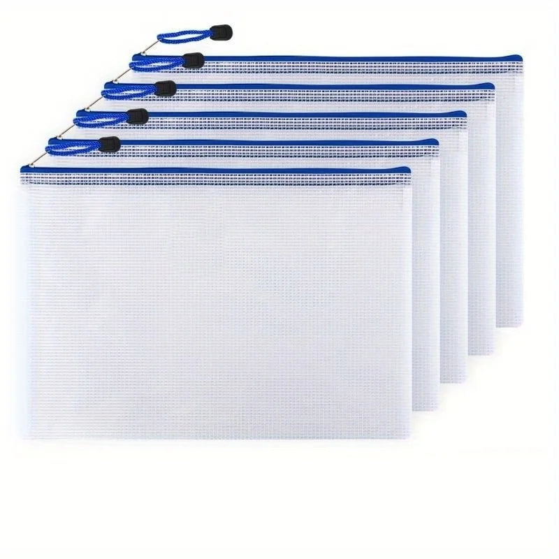 10-Pack Mesh Zipper Pouches A4 A5 A6 Document File Folders Mesh File Pouches Zpaxo WHITE 10PCS