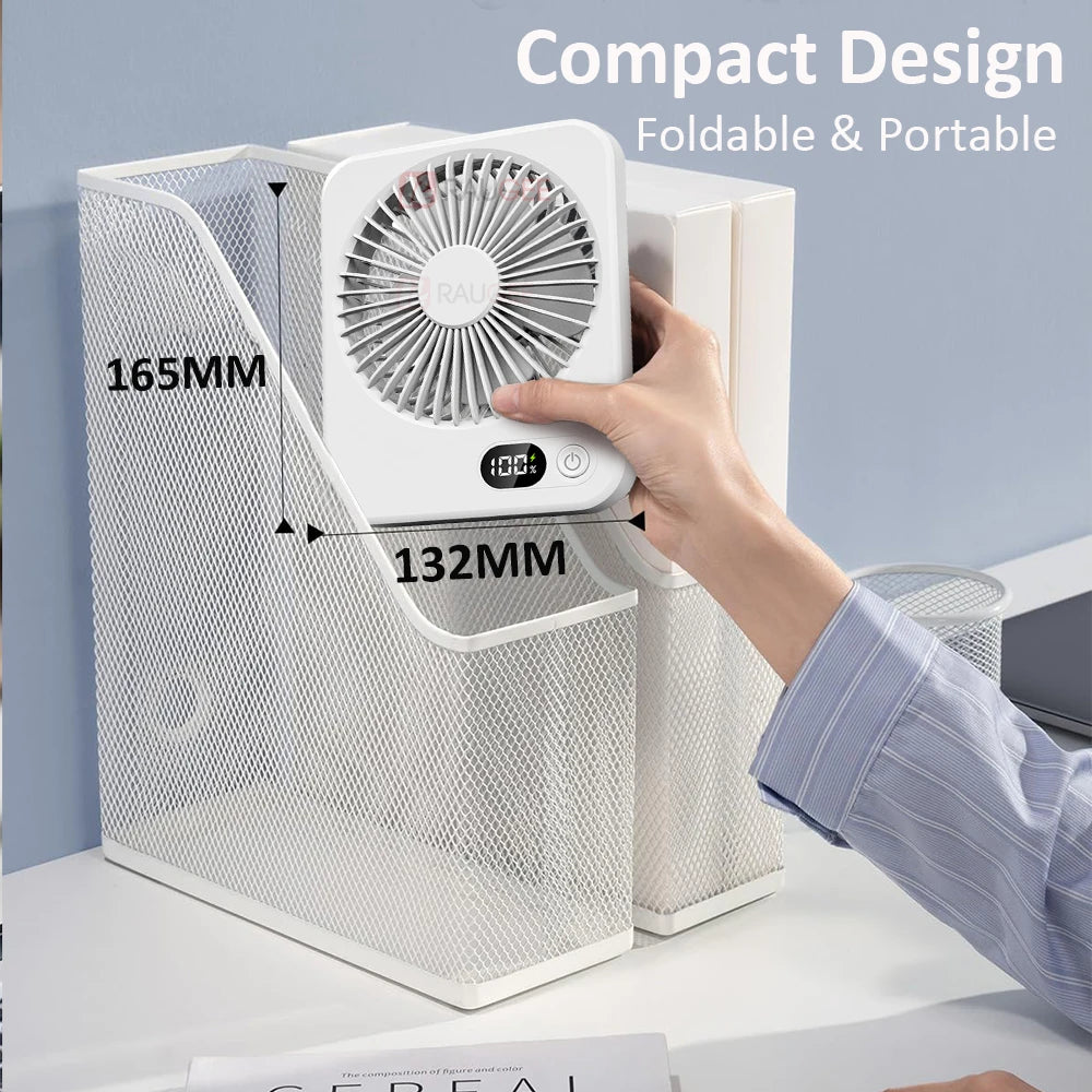 Mini Portable Desk Fan USB Rechargeable Foldable Table Camping