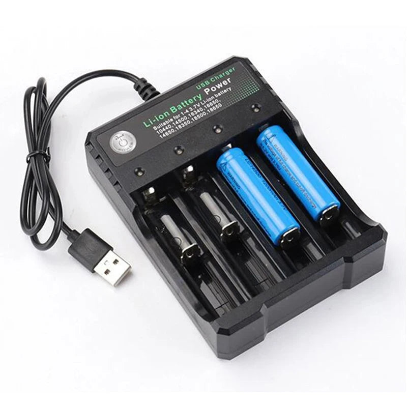 4 Slots 18650 Charger Li-Ion Battery 4.2V USB Independent Charging Portable Electronic 18500 16340 14500 26650 Battery Charger Zpaxo