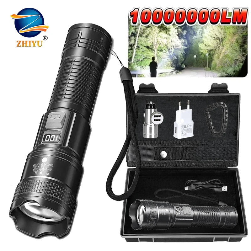 Tactical LED Flashlight – Zoomable USB-C Rechargeable Torch Tactical Flashlight Zpaxo