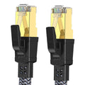 CAT8 Ethernet Cable 40Gbps Flat Nylon Braided Network Lan CAT8 Ethernet Cord For PC Modem Laptop PS5 Router Smart TV RJ45 Cable Zpaxo CAT8 Nylon Flat 0.5m