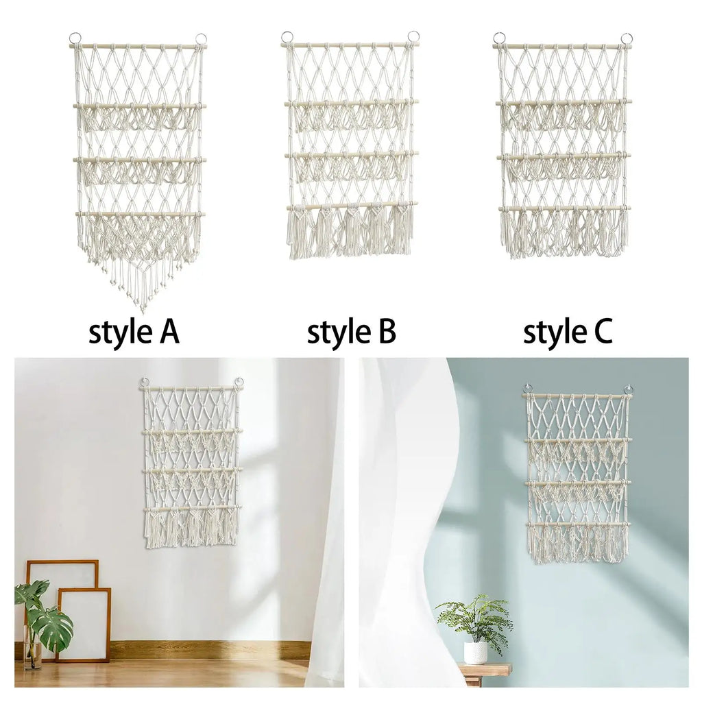 Stuffed Animals Storage Hammock with Tassels Macrame Organizing Plush Toy Organizer Handwoven for Home Decor Nursery Playroom Zpaxo