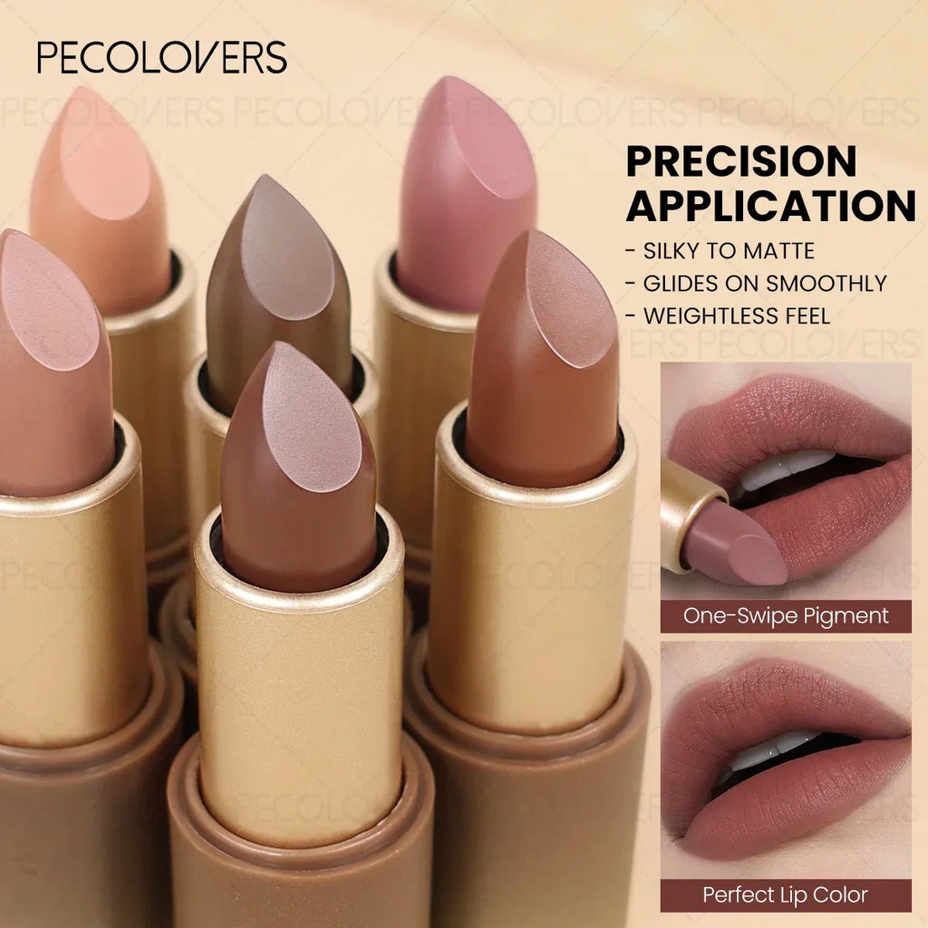 1PC Matte Long-lasting Lipstick, Waterproof, Light and Non-sticky, Nude Pink and Brown, Non-stick Cup, Portable Travel Makeup Zpaxo