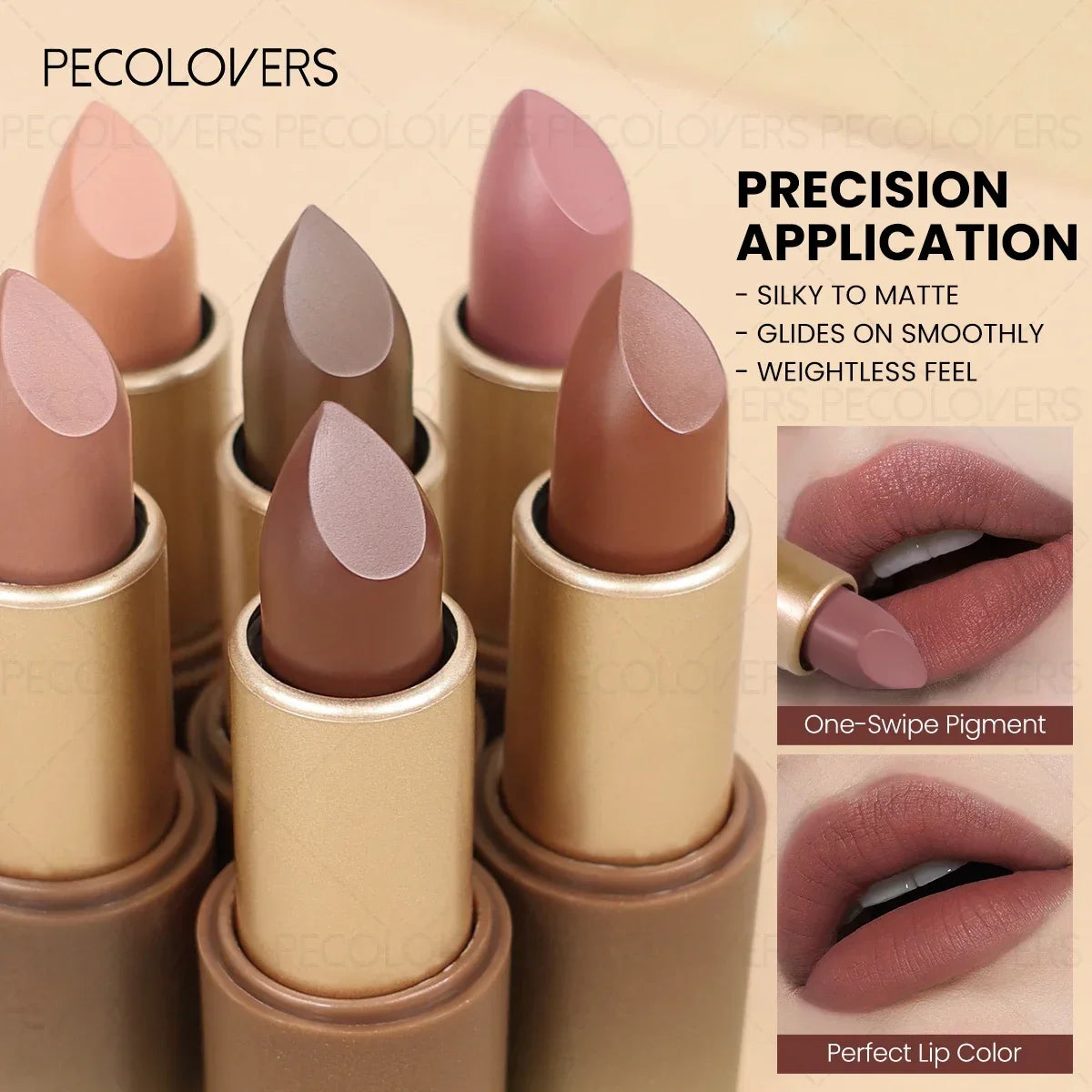 1PC Matte Long-lasting Lipstick, Waterproof, Light and Non-sticky, Nude Pink and Brown, Non-stick Cup, Portable Travel Makeup Zpaxo