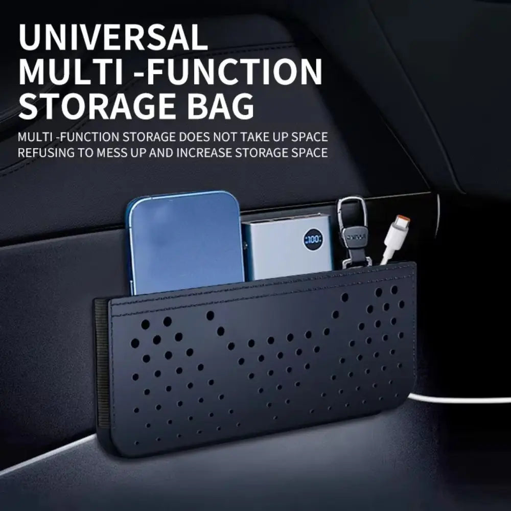 Paste Type Car Mesh Storage Bag Scratch Resistant Space Saving Multi-Functional Hanging Bag PU Leather Durable Car Sundries Box Zpaxo