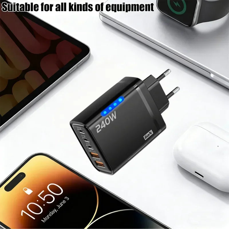 240W 1 Gan Desktop Charger IPhone 16 15pro Laptop Samsung Fast