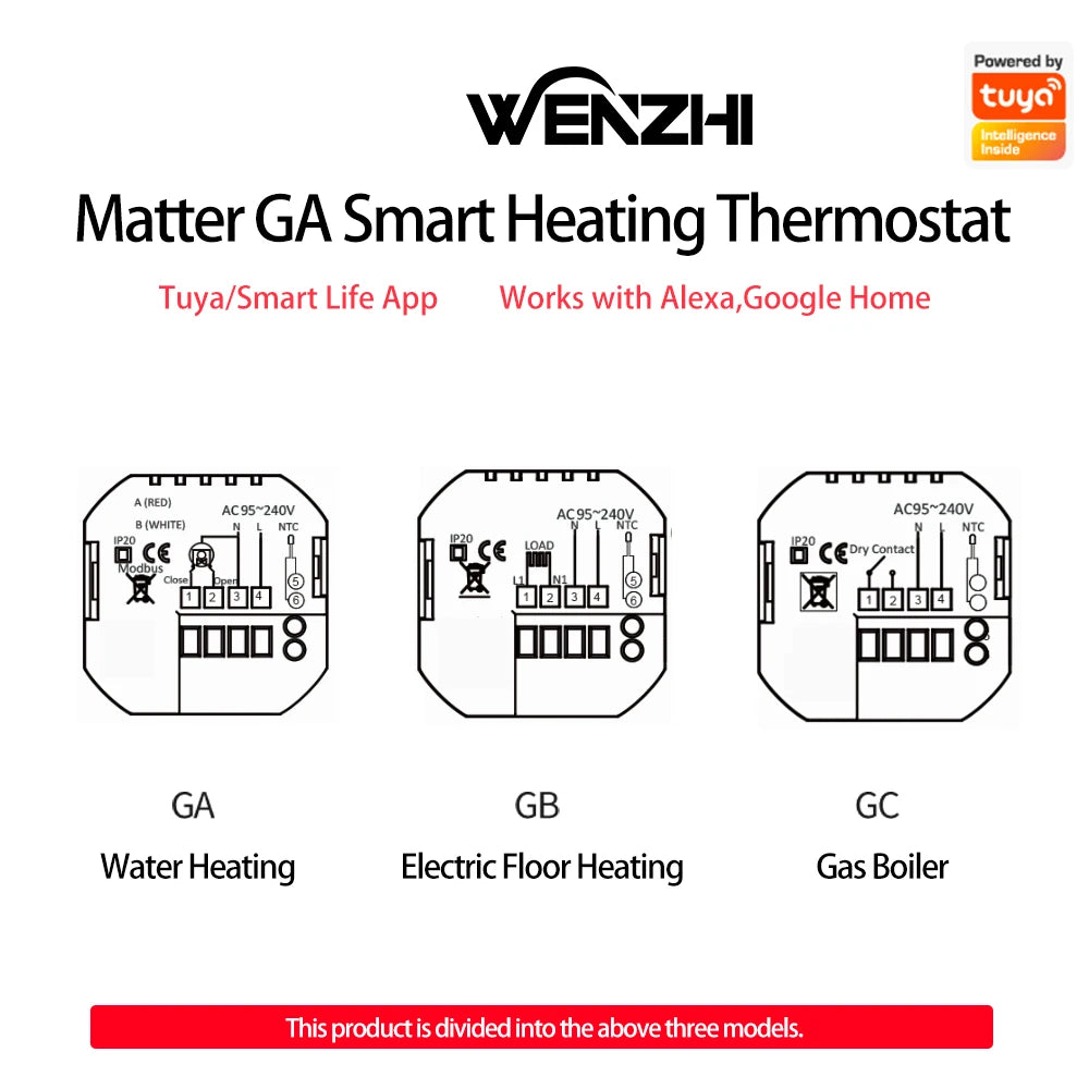 Matter Warm Floor Room Heating Thermostat Temperature Controller Water/Electric/Gas Boiler Tuya Smart Life Alexa Home Homekit Zpaxo