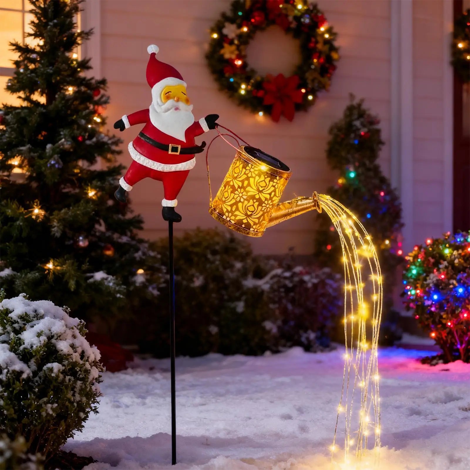 Christmas Solar Kettle Lights LED Waterproof Vintage Lamp Watering