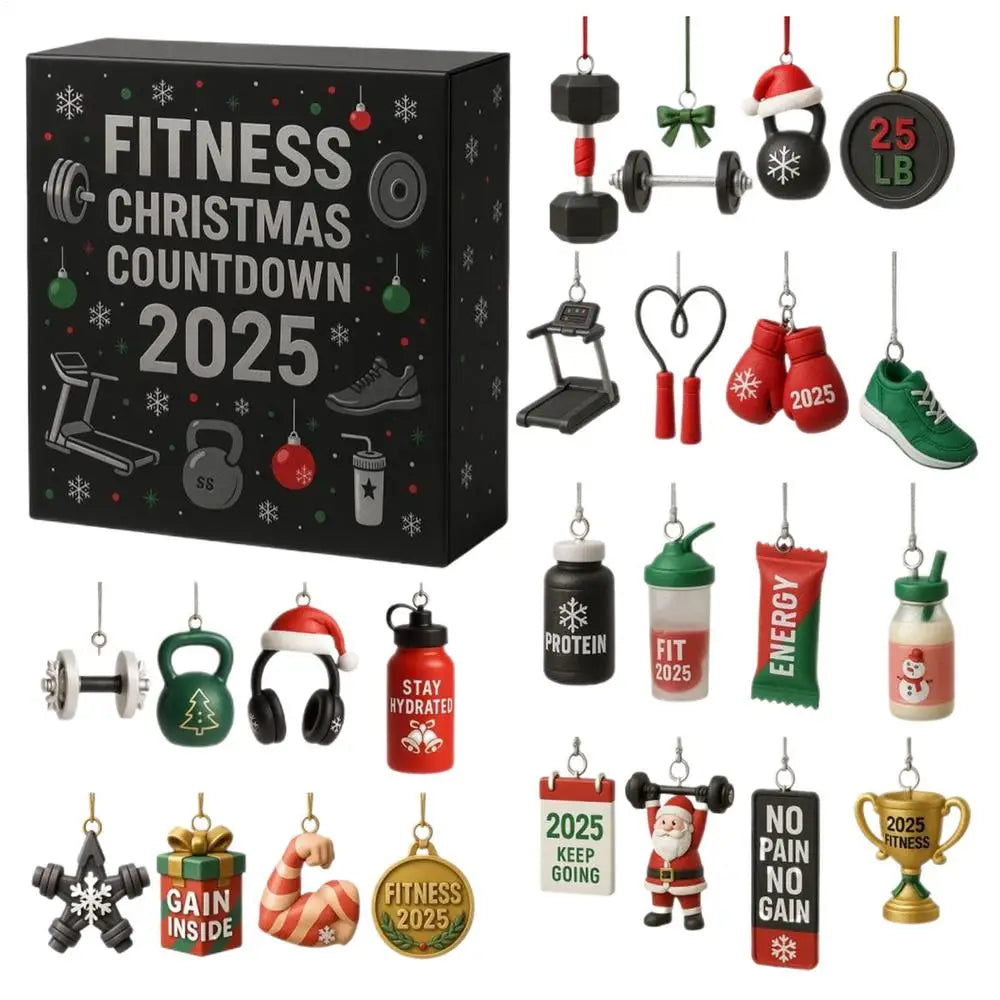 Christmas Countdown Calendar 2025 Fitness Gym Theme 24 Days 2D