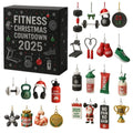 Christmas Countdown Calendar 2025 Fitness Gym Theme 24 Days 2D Acrylic Ornaments for Christmas Tree Decorations Party Supplies
