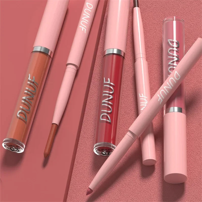 12 Color Matte Lip Liner Pencil Lip Gloss Set Waterproof Lipliner Pen Red Brown High Pigmented Lip Glaze Lips Cosmetics Makeup Zpaxo