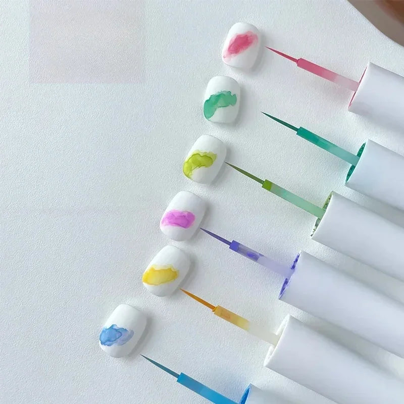Hot Nail Art 6 Colors 6ML Summer Ice Cream Nail Dye Solution Creative Nail Pattern DIY Design Dye Solution Women Nail Decoration Zpaxo 6-color