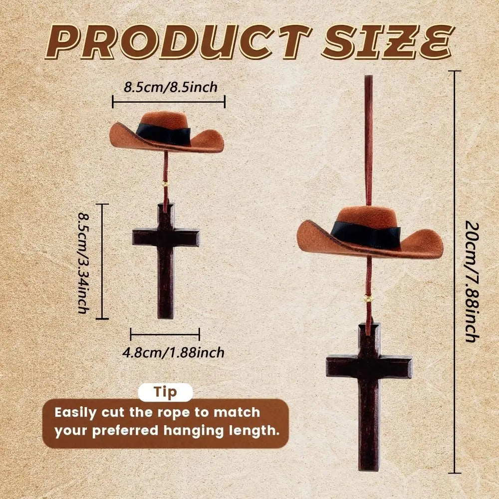 Cowboy Hat Car Pendant Cow Pattern Coffee Cross Ornament Love Western Zpaxo