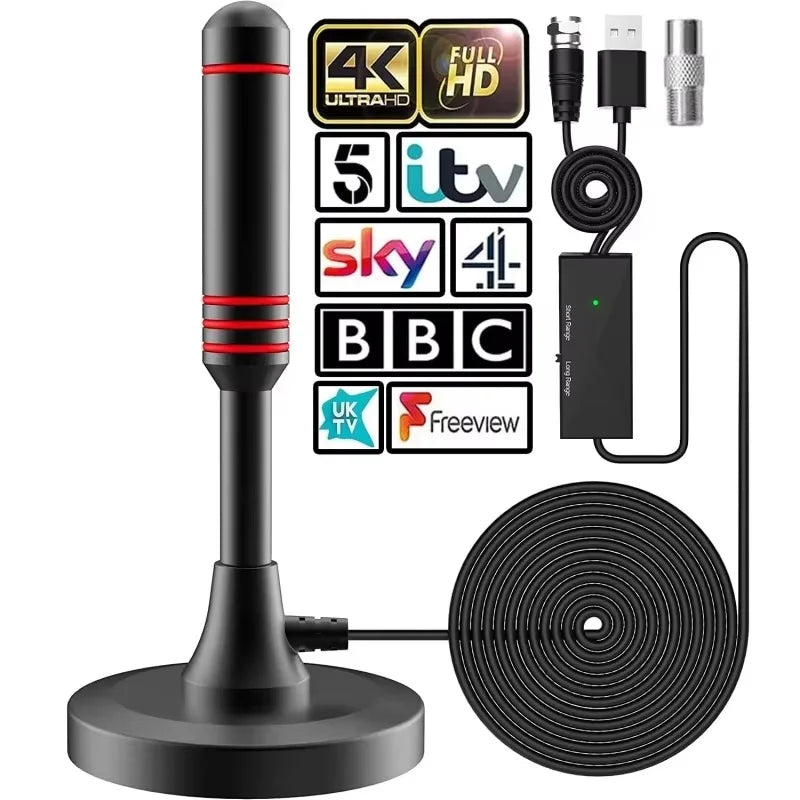 HD Digital TV Antenna Indoor Amplified Antenna Magnetic Base 200 Miles Ultra TV With Amplifier VHF/UHF Quick Outdoor Aerial Set Zpaxo