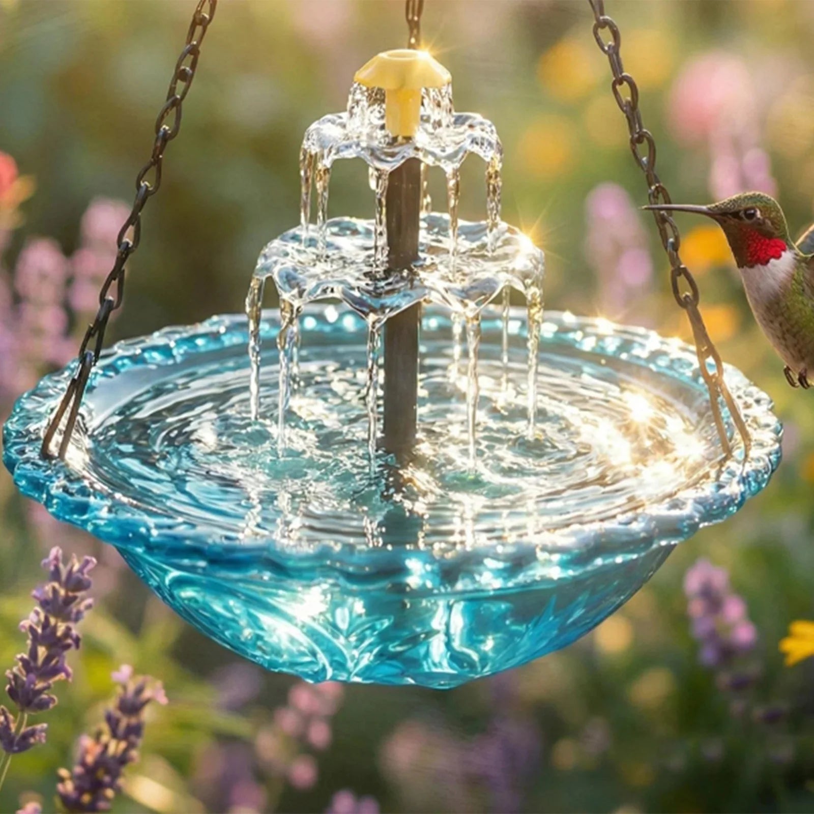 Hanging Solar Bird Bath Fountain Bird Bath Bowl with Solar Powered Pump for Outdoor Garden Backyard Patio Lawn Wildlife Feeder Zpaxo