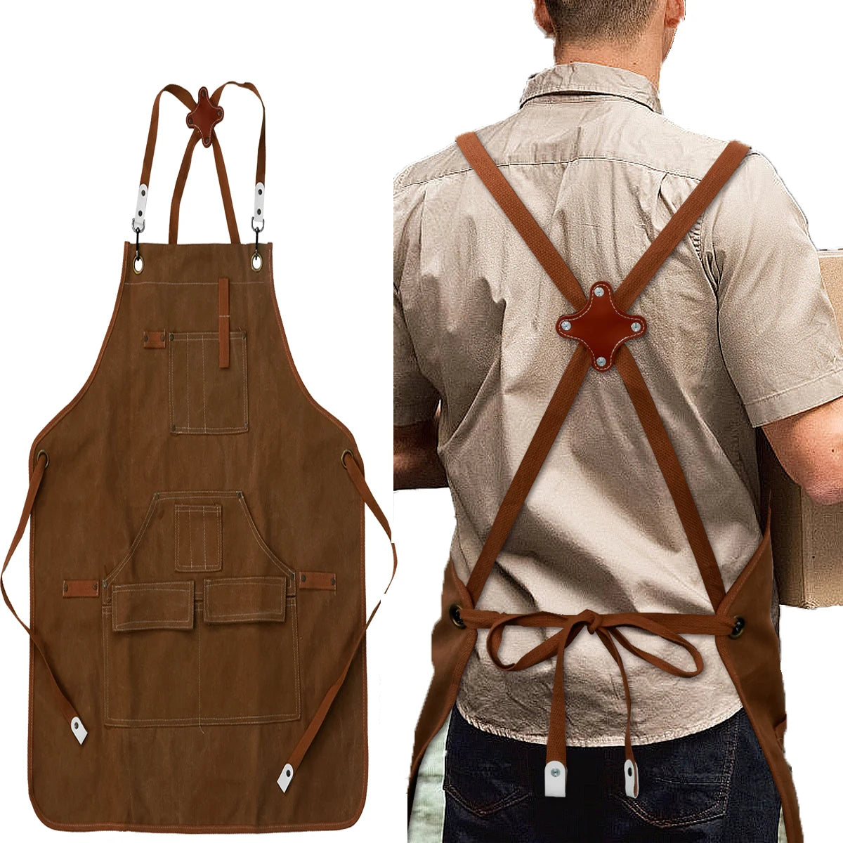 1/2PCS Kitchen Apron Retro Aprons Long/Short Waist Adjustable Ruffle Side Vintage Cooking Aprons with Pockets For Woman Men Work Zpaxo