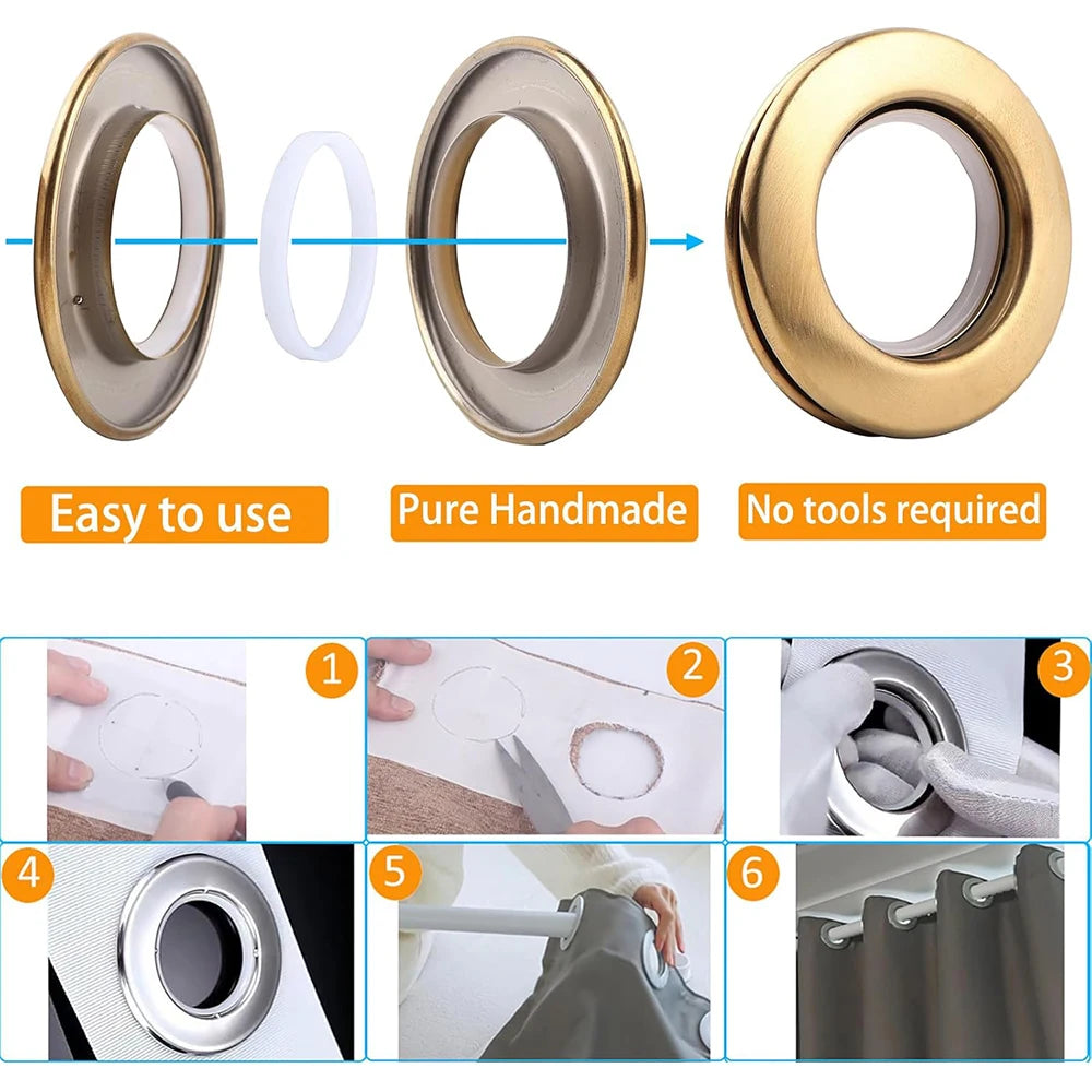 20Pcs Curtain Grommets Curtain Buckle Rings Round Curtain Eyelet Rings Low-Noise Sliding Roman Rings Zpaxo