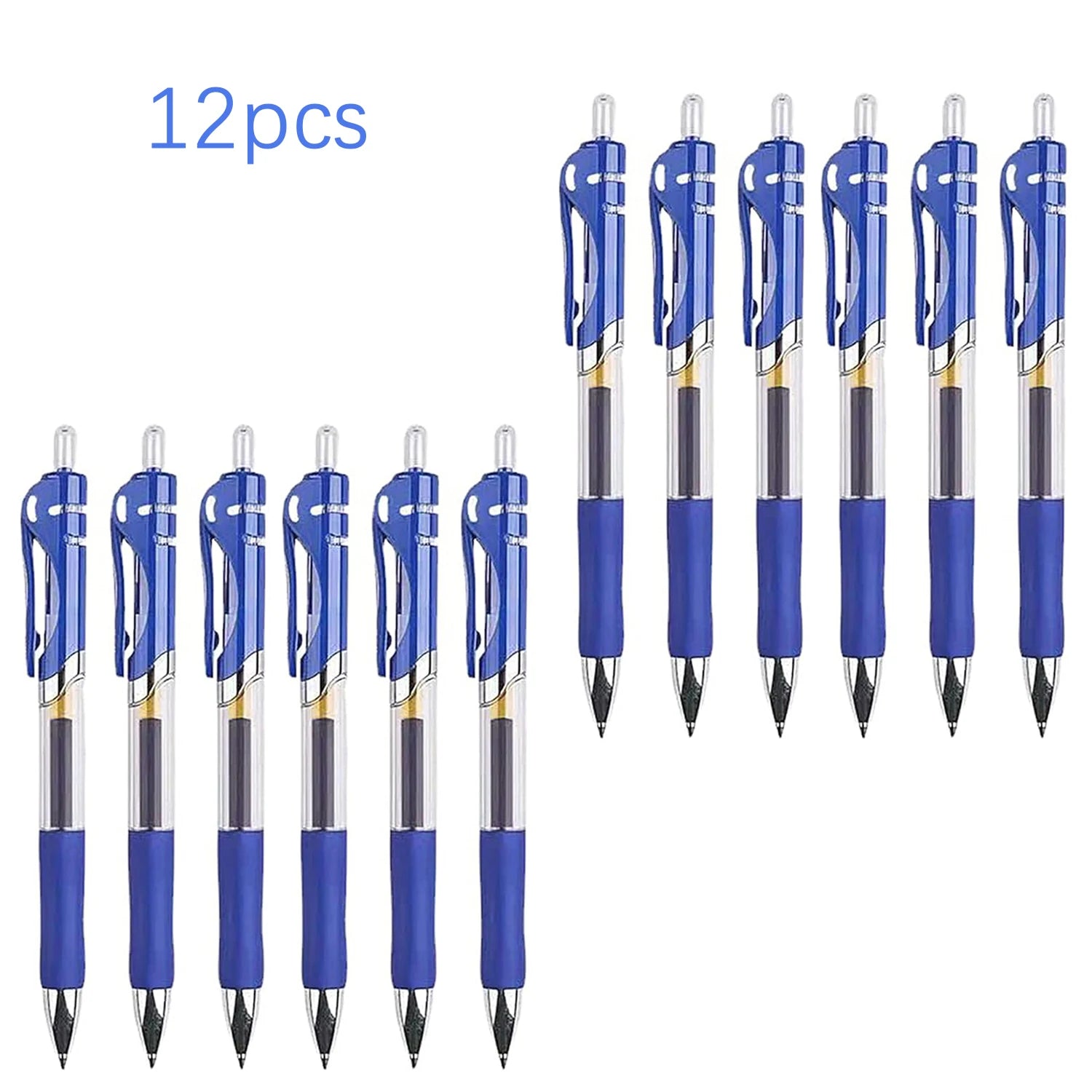 Retractable Gel Pens 6/12 Pack – Black, Red & Blue Ink 0.5mm