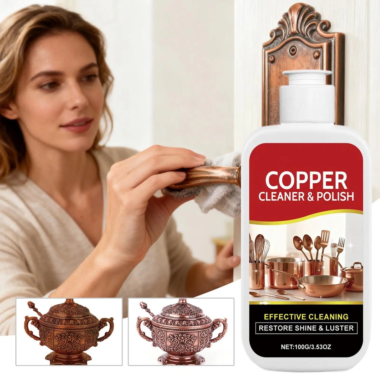 Non Toxic Gentle Copper Brass Metal Polish Cream Antique Restoration