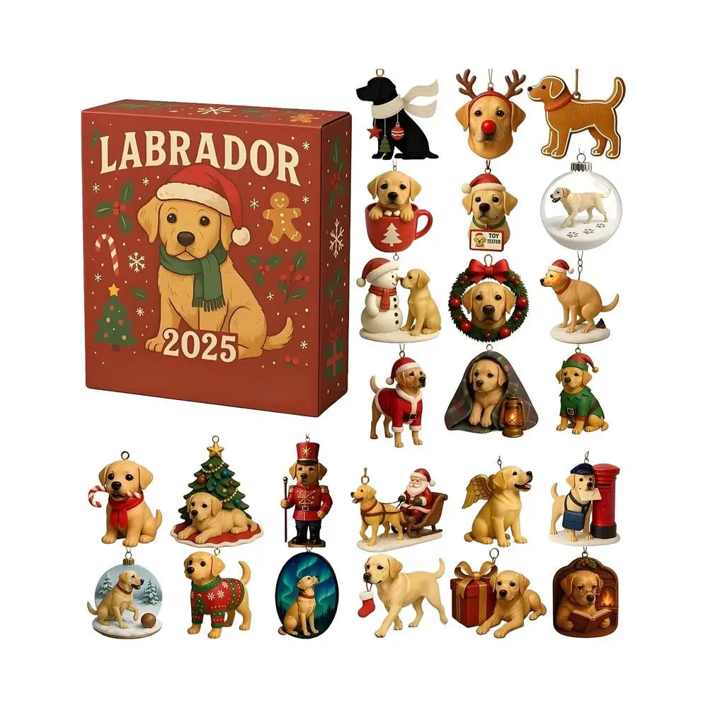 Dog Advent Calendar 2025 2D Acrylic Christmas Ornaments 24 Days