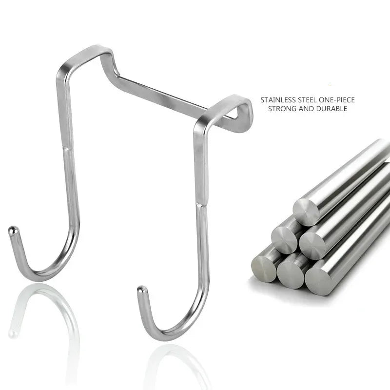 S-Type Stainless Steel Door Hooks | No-Drill Cabinet Hangers