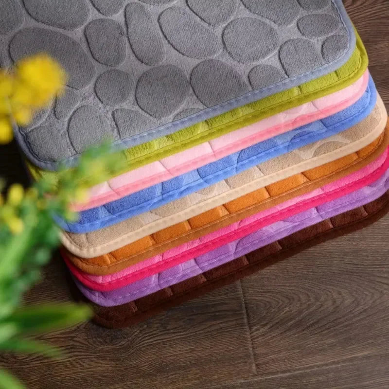 Non Slip Bathroom Absorbing Bath Mat Cobblestone Embossed Mat Floor Rug Shower Room Doormat Memory Foam Cobblestone Mat 40X60CM Zpaxo