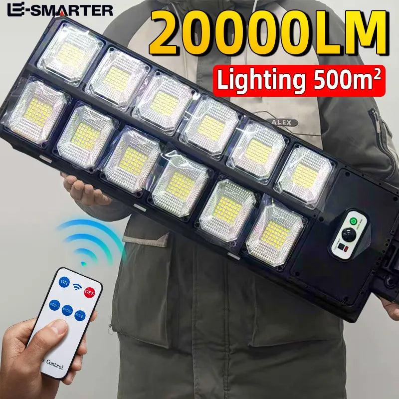 7700LM Solar LED Street Lamp 720 LED IP68 Remote Control