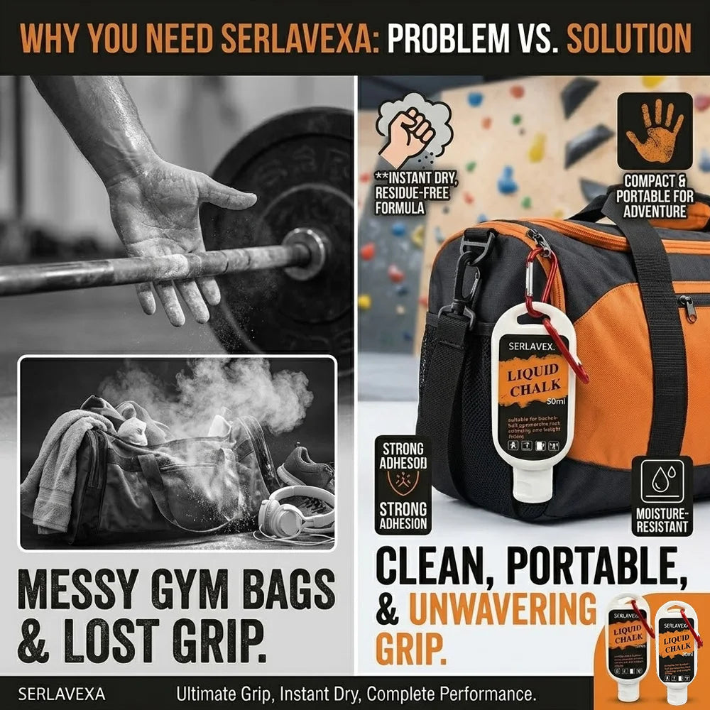 SERLAVEXA Liquid Chalk 100ml/50ml/30ml Professional Anti-Slip Magnesium Powder for Weightlifting Gym Basketball Climbing Zpaxo