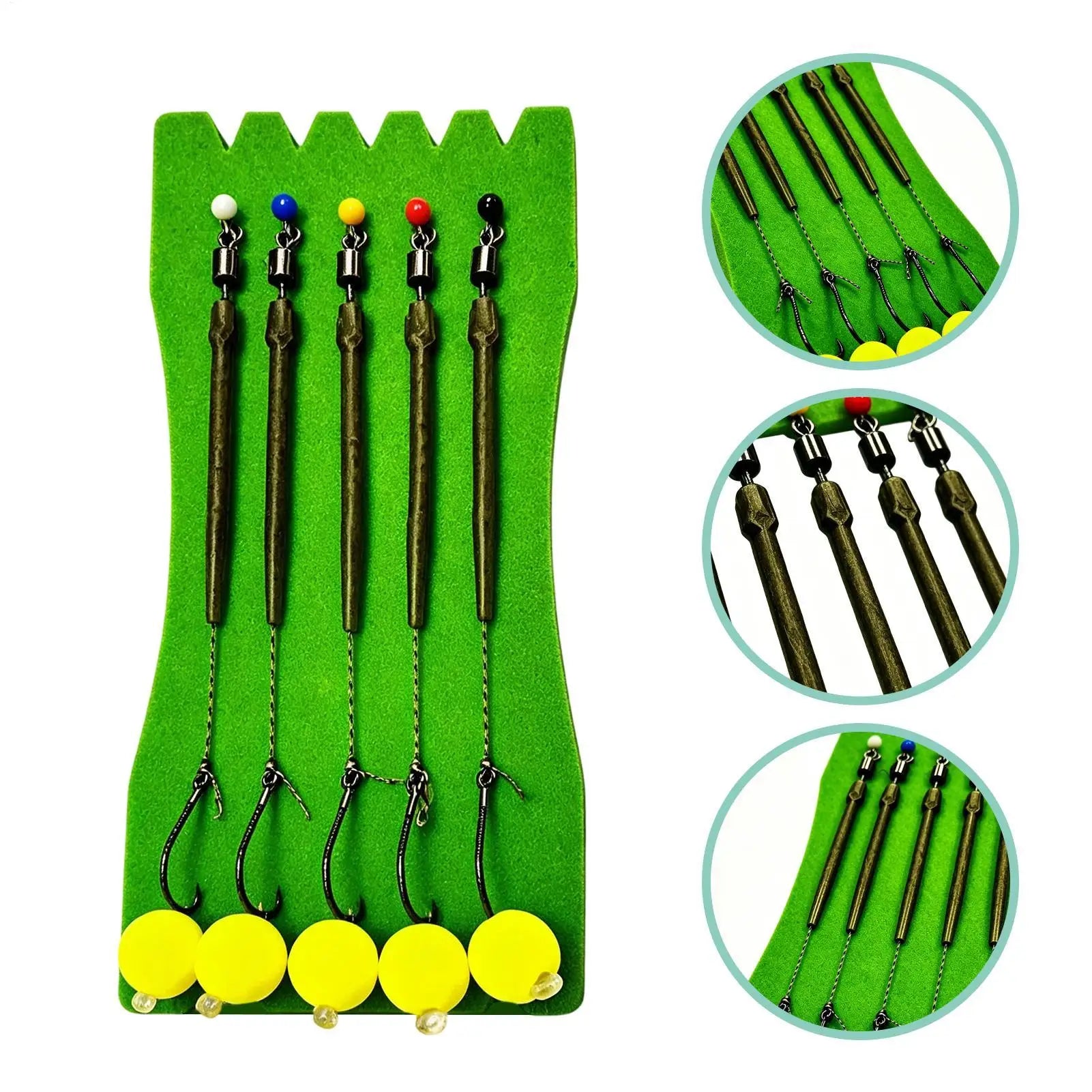 5-Pack Pre-Tied Carp Fishing Rig Set – Anti-Snag Hook & Float Fishing Rig Set Zpaxo